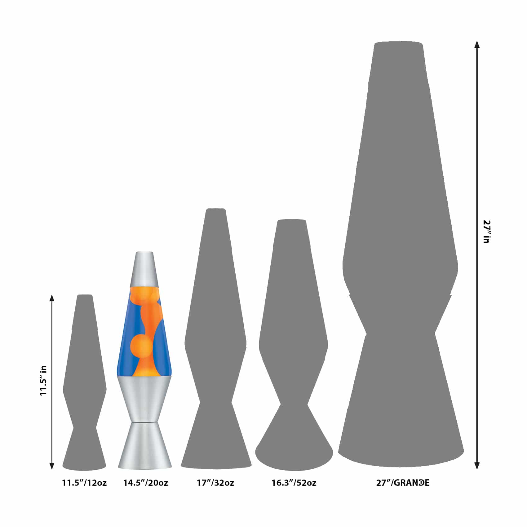 14.5" LAVA LAMP - ORANGE/BLUE/SILVER